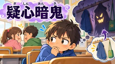 疑心暗鬼（ぎしんあんき）の意味とは？由来・例文・使い方を小学生向けに解説