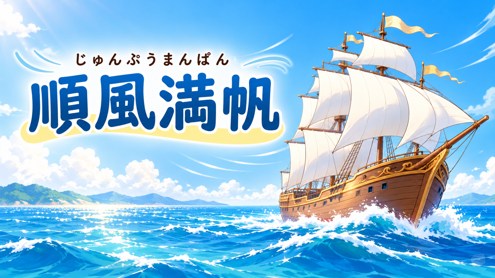 順風満帆(じゅんぷうまんぱん)の意味・読み方・由来・例文