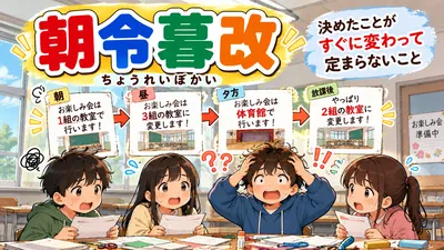 朝令暮改（ちょうれいぼかい）とは？意味・読み方・由来と使い方を小学生向けに解説